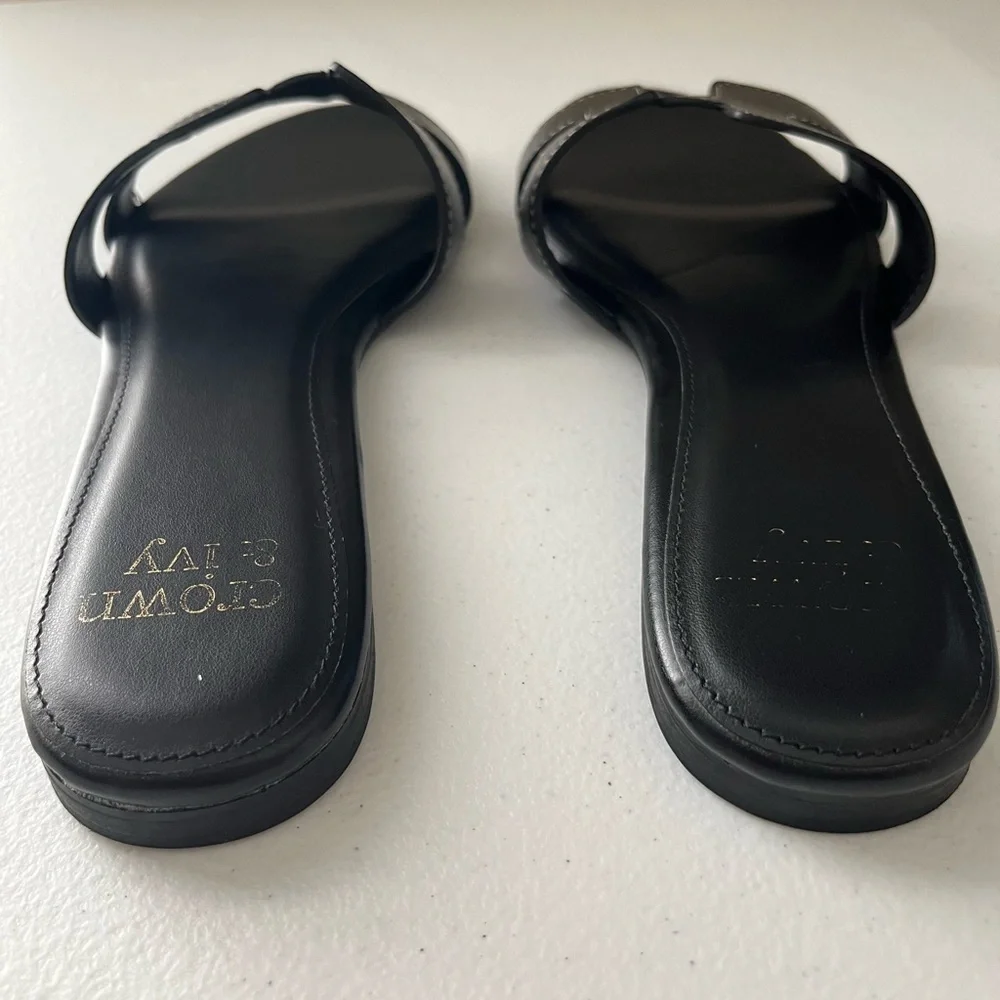 Crown & Ivy Women’s Black Slip-On Comfort Sandals | Size 8.5 | Spring | Low Heel - Picture 12 of 14